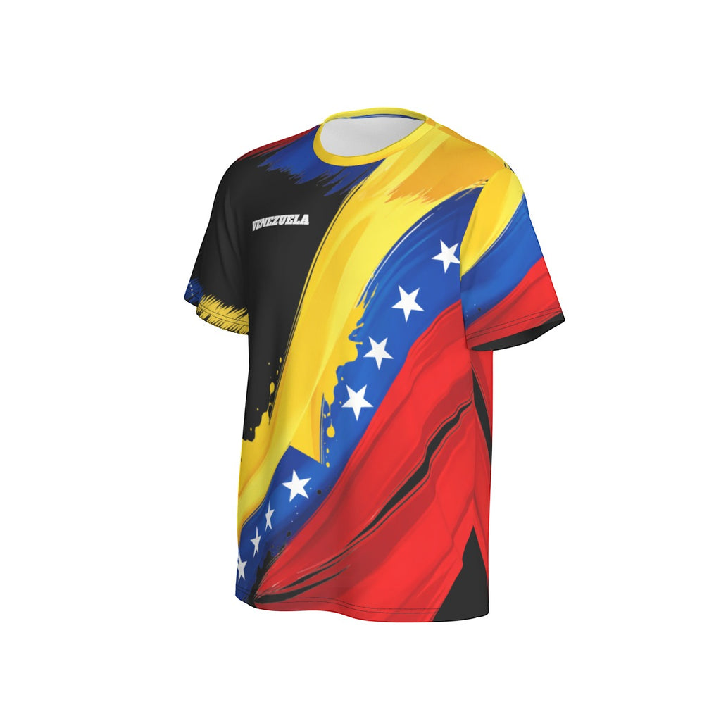 Camiseta Venezuela tricolor abstracto y estrellas estilo moderno