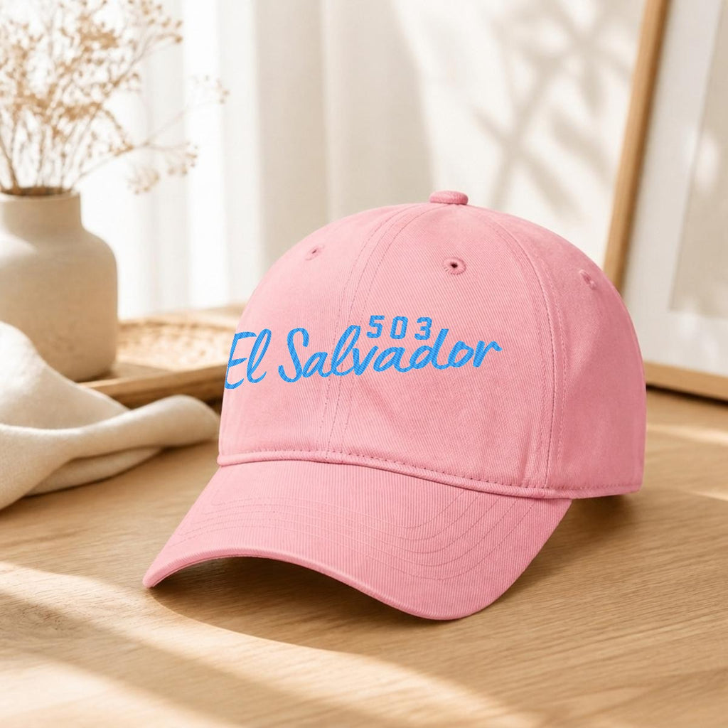 Gorra de El Salvador 503 Bordada Premium Estilo Casual Ajustable de Algodón