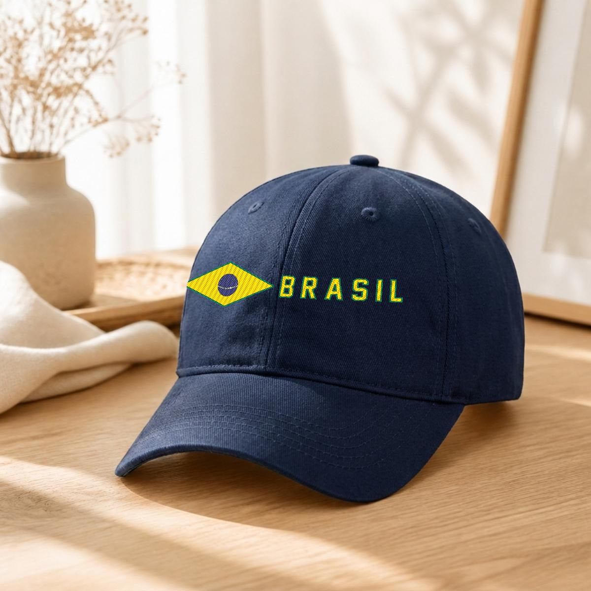 Gorra de Brasil Bordada Premium Estilo Casual Ajustable de Algodón