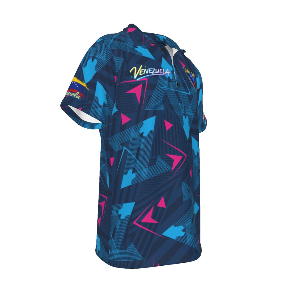 Título Polo Venezuela estilo geométrico moderno | Camisa deportiva premium azul con diseño exclusivo