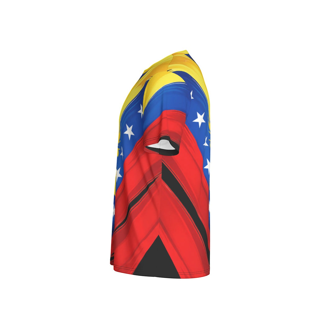 Camiseta Venezuela tricolor abstracto y estrellas estilo moderno