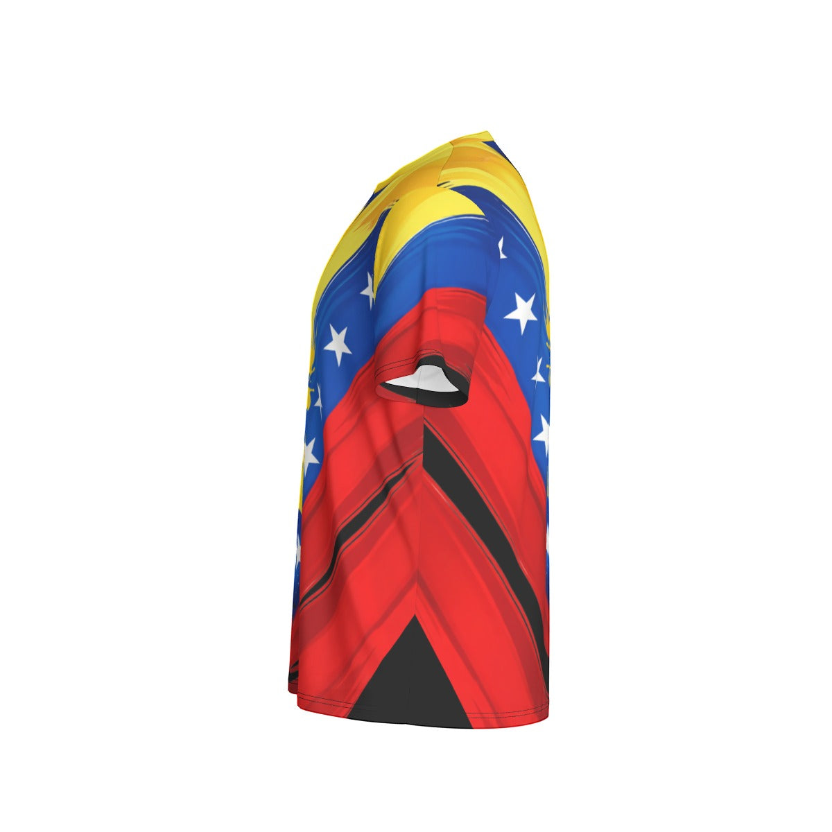 Camiseta Venezuela tricolor abstracto y estrellas estilo moderno