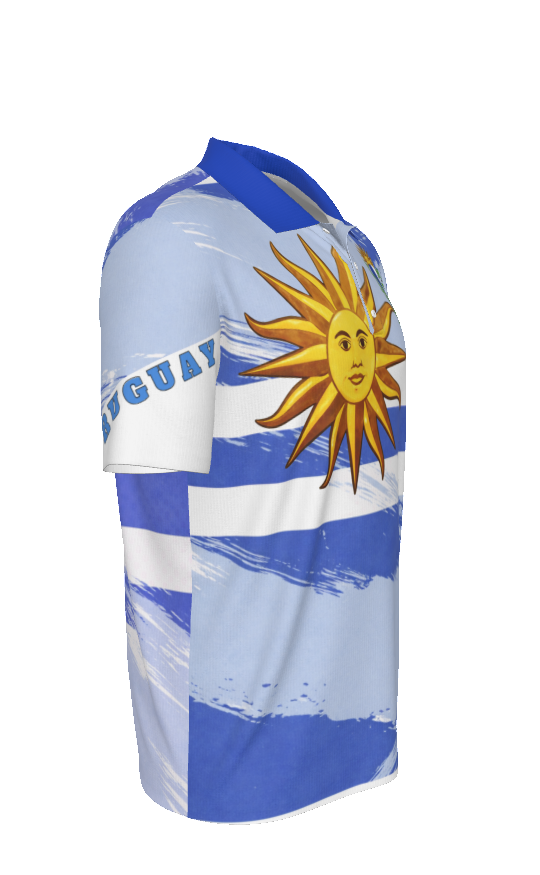 Polo Uruguay Bandera y Sol de Mayo – Camisa Polo Deportiva Hombre Estilo Patriótico