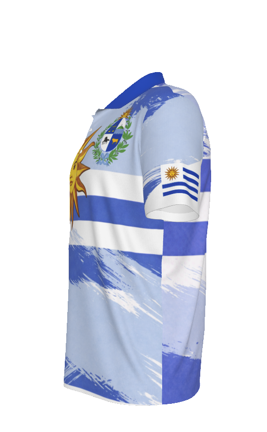 Polo Uruguay Bandera y Sol de Mayo – Camisa Polo Deportiva Hombre Estilo Patriótico