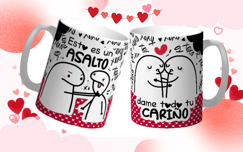 Mug San Valentin “Esto es un Asalto, Dame Todo Tu Cariño” Taza Divertida de Amor