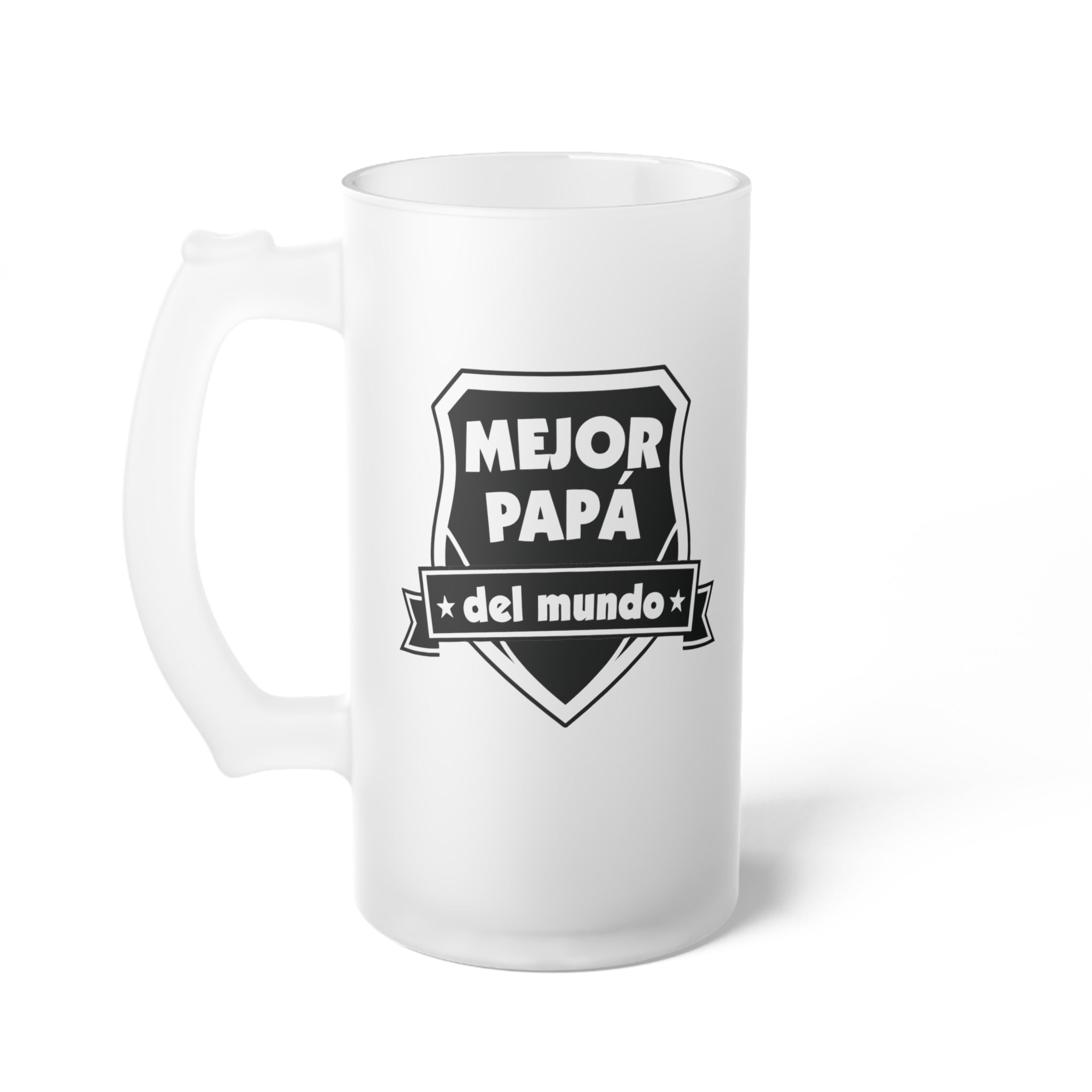 Jarra de Cerveza Esmerilada 16oz “Mejor Papá del Mundo” – Vaso Frosted Regalo Día del Padre