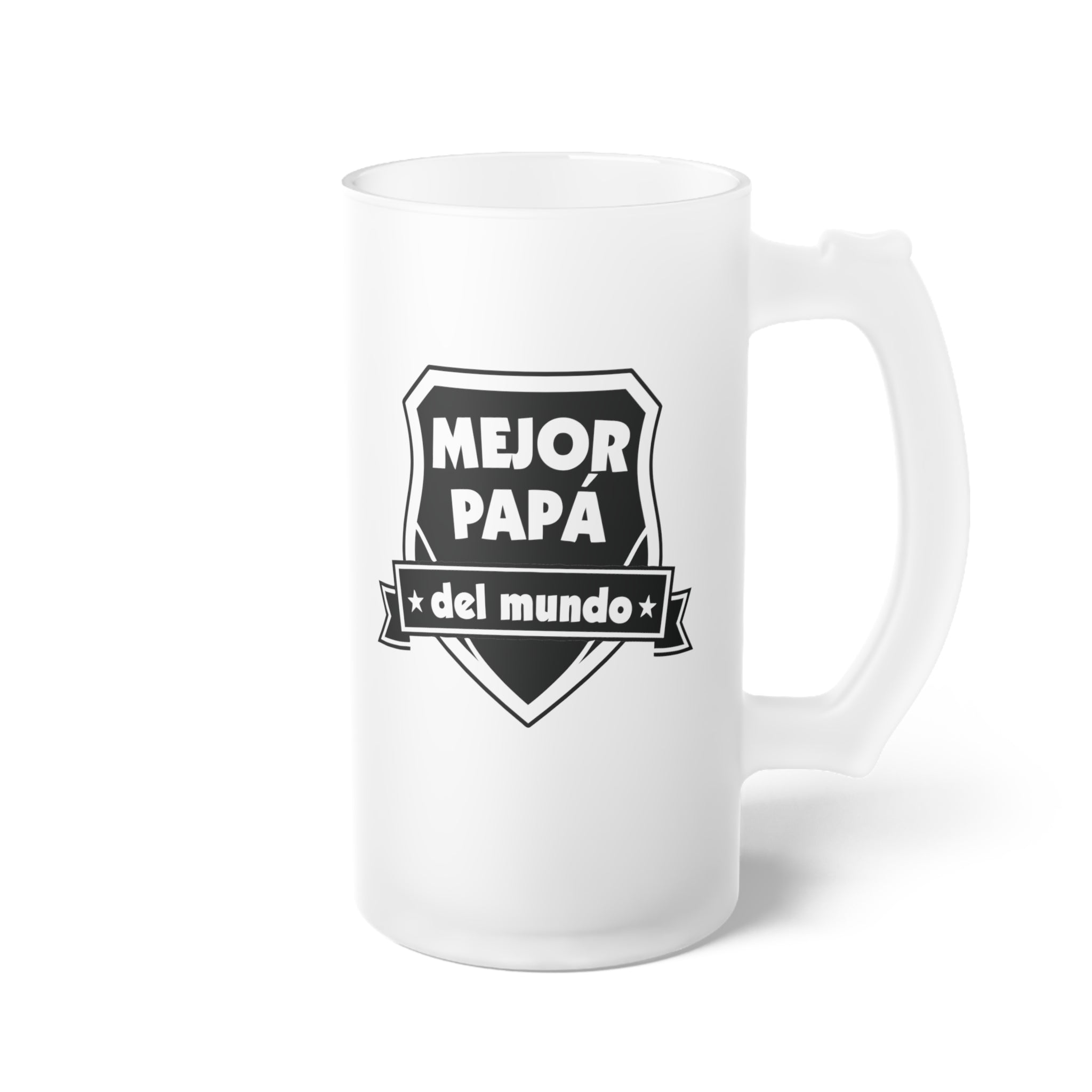Jarra de Cerveza Esmerilada 16oz “Mejor Papá del Mundo” – Vaso Frosted Regalo Día del Padre