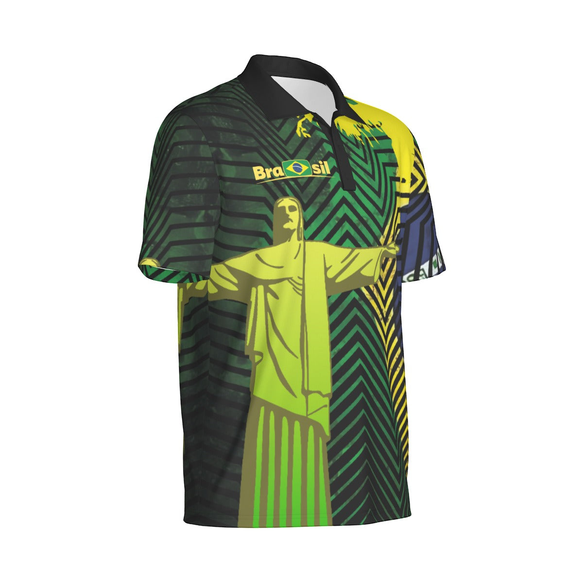 Camiseta Tipo Polo Brasil Cristo Redentor Streetwear – Ícono Urbano Tropical (Hombre)
