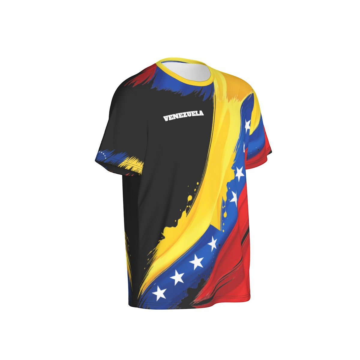 Camiseta Venezuela tricolor abstracto y estrellas estilo moderno