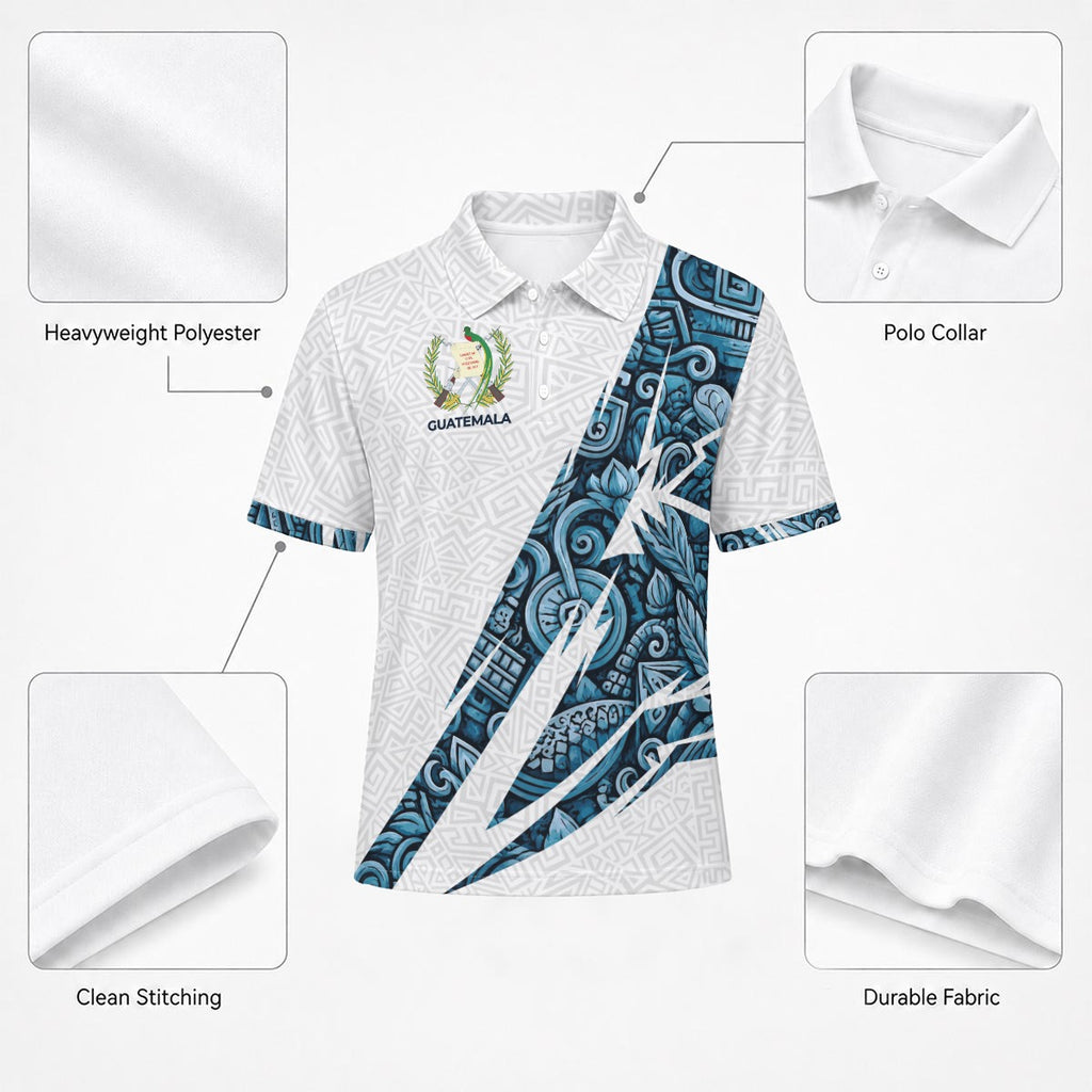 Camisa Tipo Polo de Guatemala Deportiva Premium con Diseño de Patrón Maya Cultural