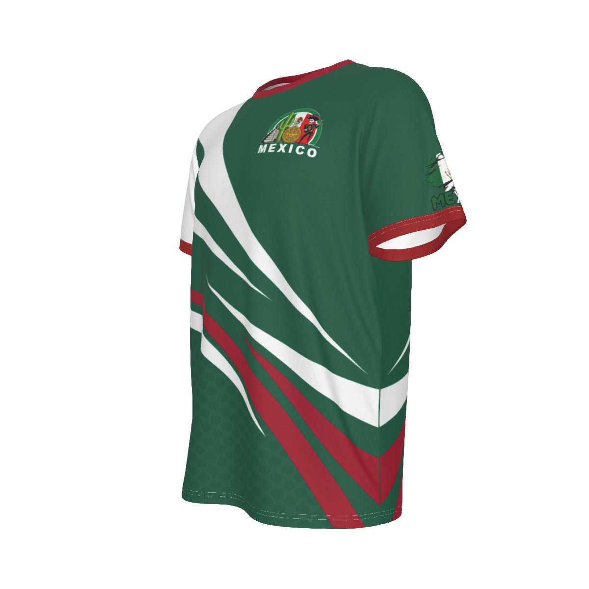 Camisa Deportiva de México Tricolor y Cuello Redondo