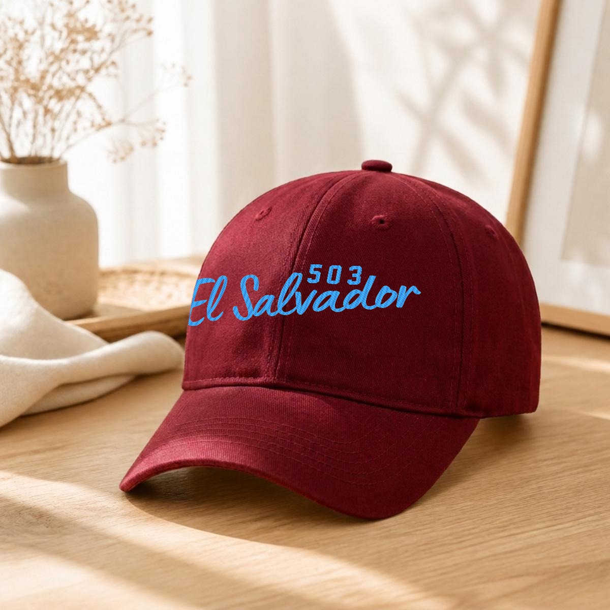 Gorra de El Salvador 503 Bordada Premium Estilo Casual Ajustable de Algodón