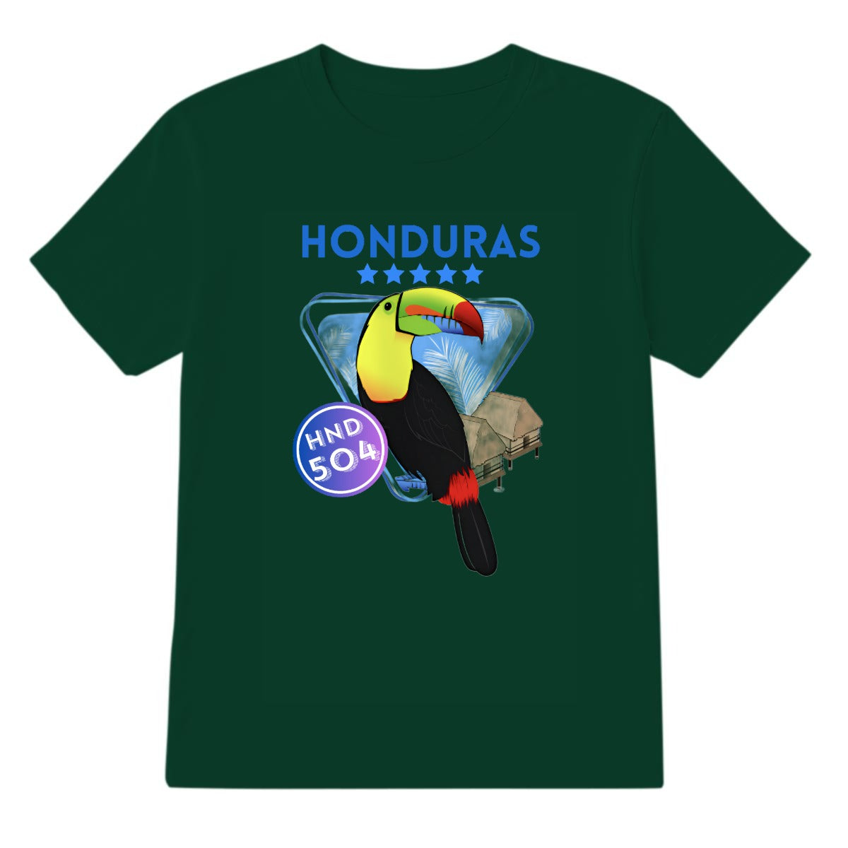 Camiseta Honduras tucán HND 504 diseño tropical moderno