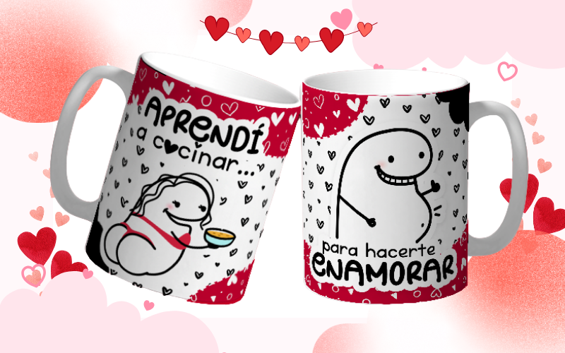 Mug San Valentin “Aprendí a Cocinar para Hacerte Enamorar” Taza Divertida de Amor