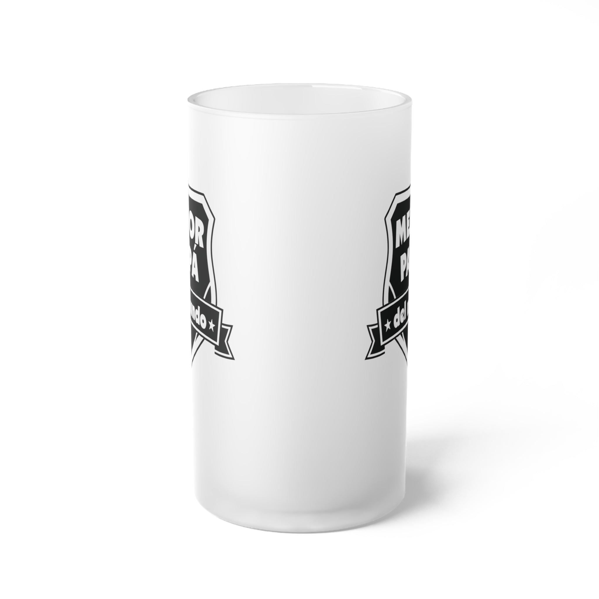 Jarra de Cerveza Esmerilada 16oz “Mejor Papá del Mundo” – Vaso Frosted Regalo Día del Padre
