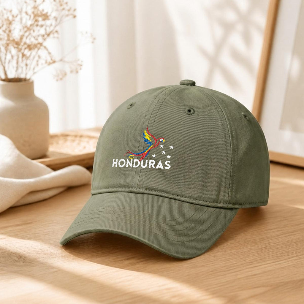 Gorra de Honduras Bordada Premium Guacamaya de Algodón Estilo Casual