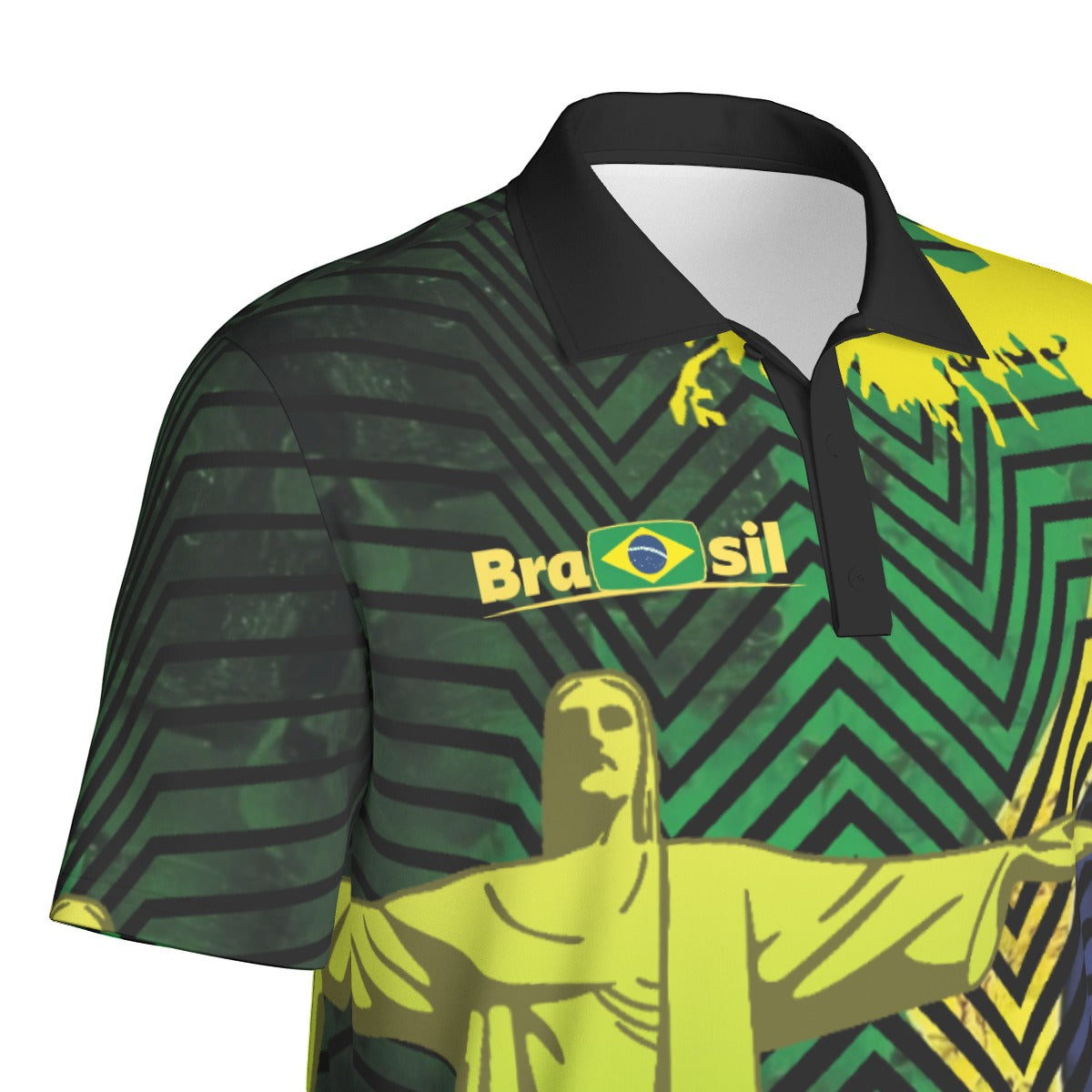 Camiseta Tipo Polo Brasil Cristo Redentor Streetwear – Ícono Urbano Tropical (Hombre)