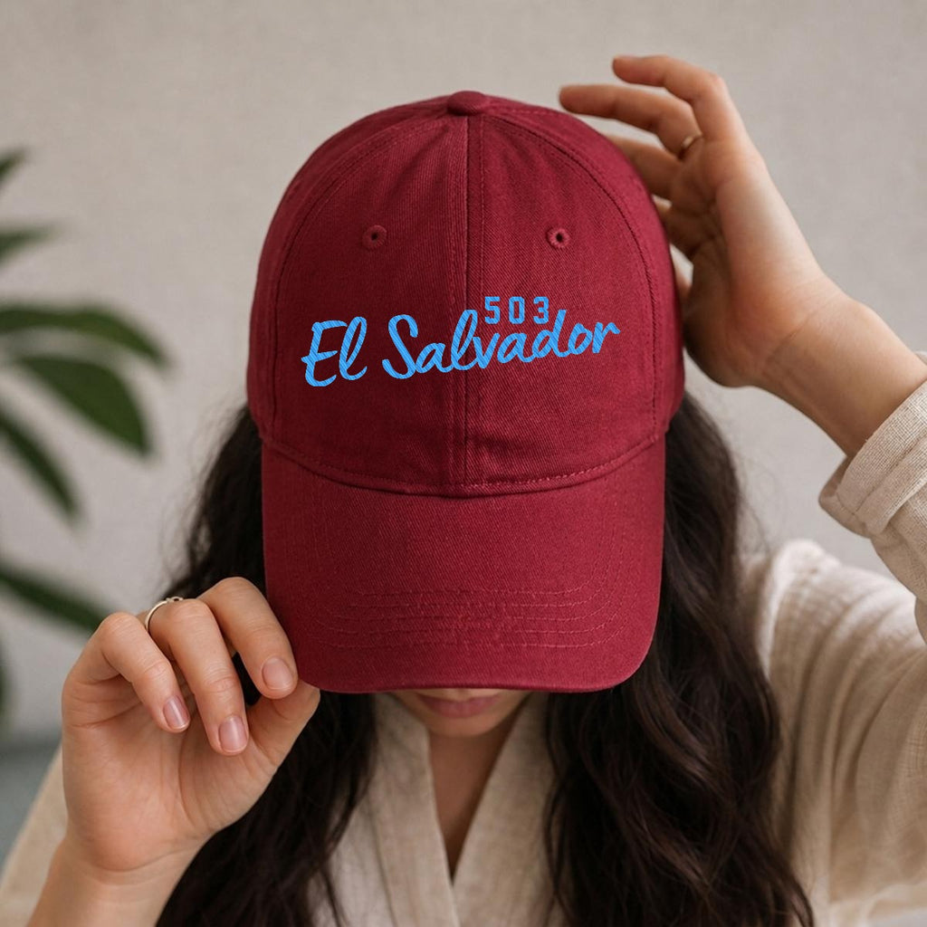 Gorra de El Salvador 503 Bordada Premium Estilo Casual Ajustable de Algodón