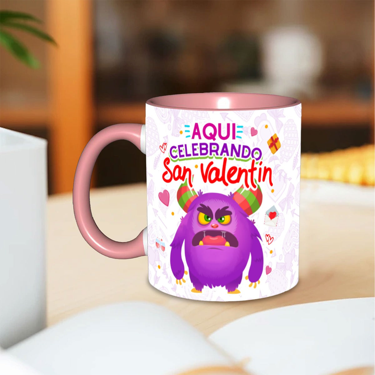 Taza y Tumbler San Valentin “Aquí Celebrando San Valentín”  Edición Divertida