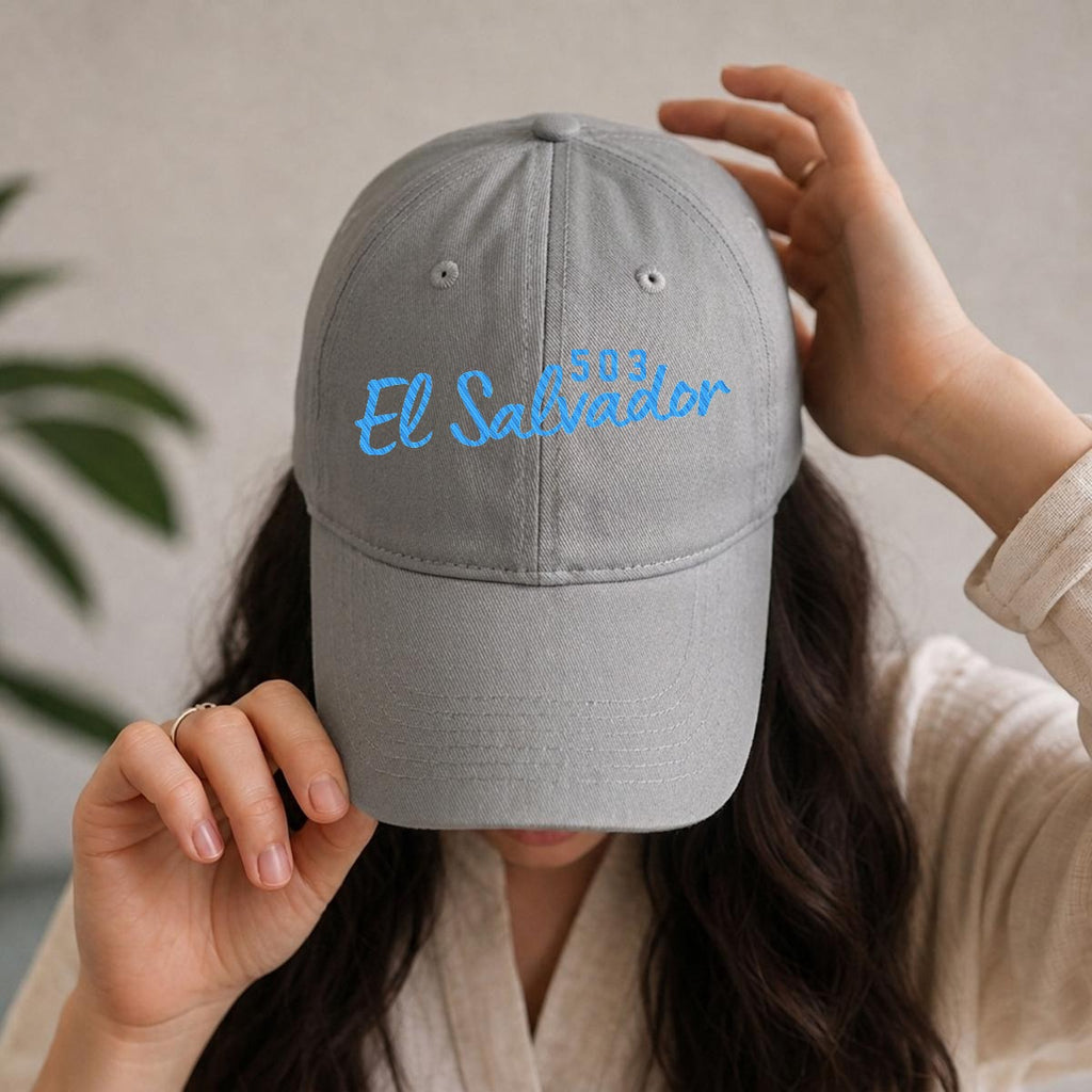 Gorra de El Salvador 503 Bordada Premium Estilo Casual Ajustable de Algodón