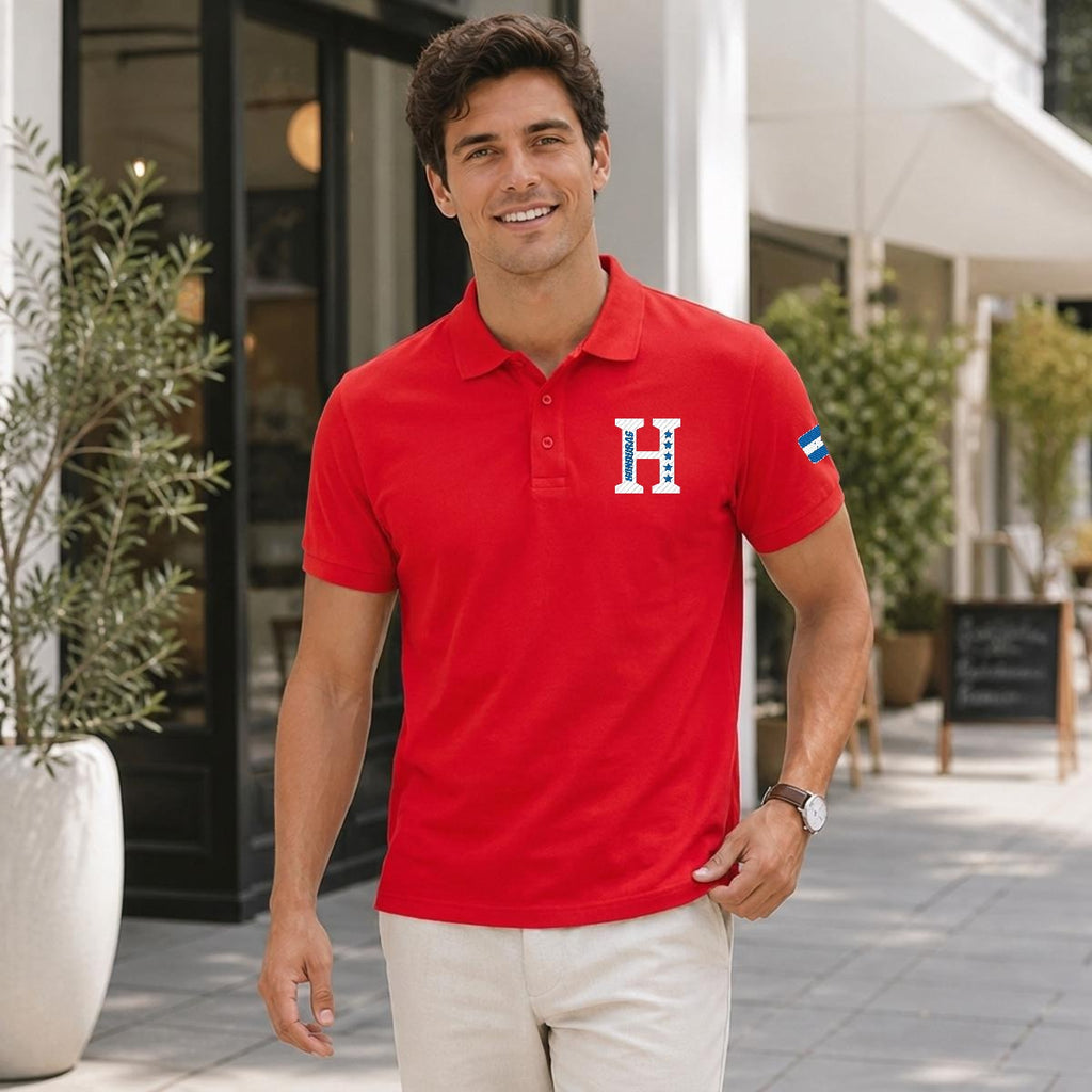 Camisa Tipo Polo de Honduras Bordado H de Cinco Estrellas