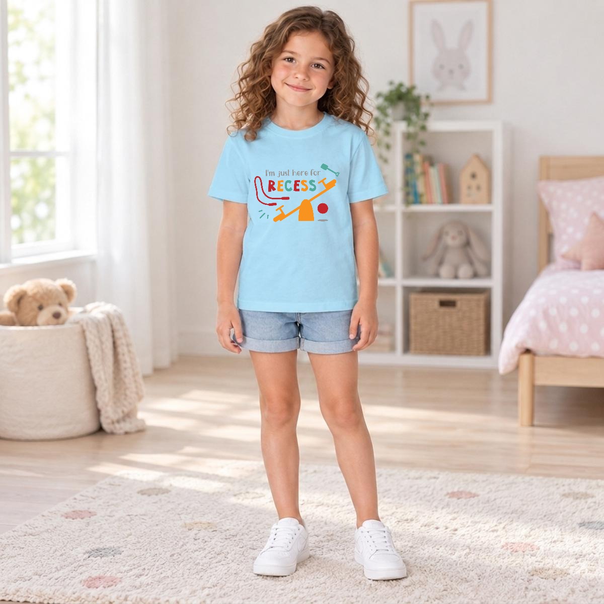 Camiseta Infantil 'I'm Just Here For Recess'