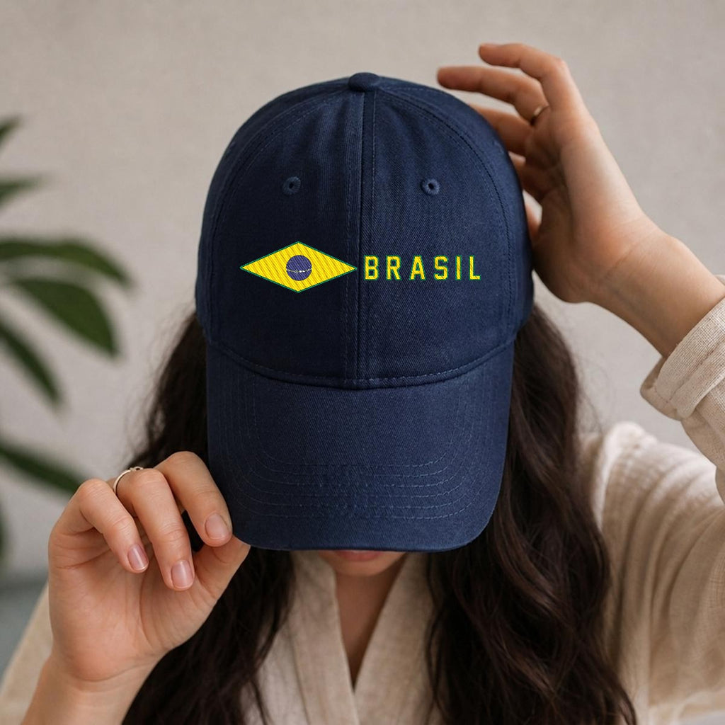 Gorra de Brasil Bordada Premium Estilo Casual Ajustable de Algodón