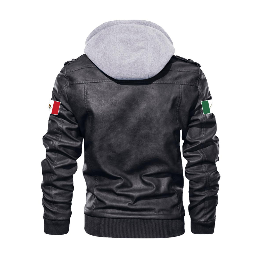 Chaqueta Tipo Cuero México Hombre con Capucha Removible