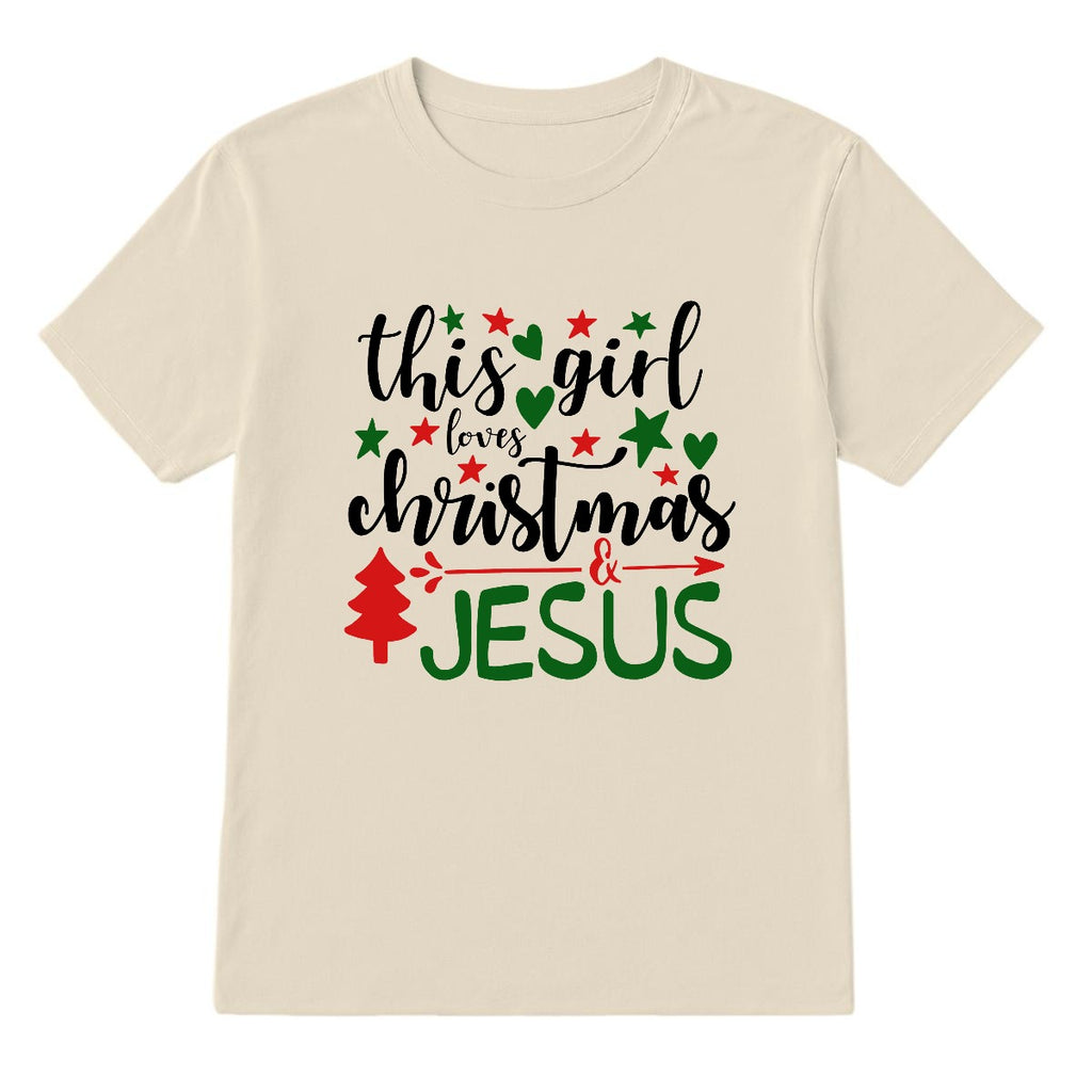 Christian T-Shirt This Girl Loves Christmas & Jesus