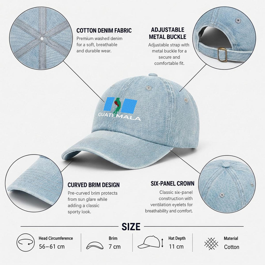 Gorra de Guatemala Bordada Premium de Algodón con Diseño de Quetzal Estilo Vintage