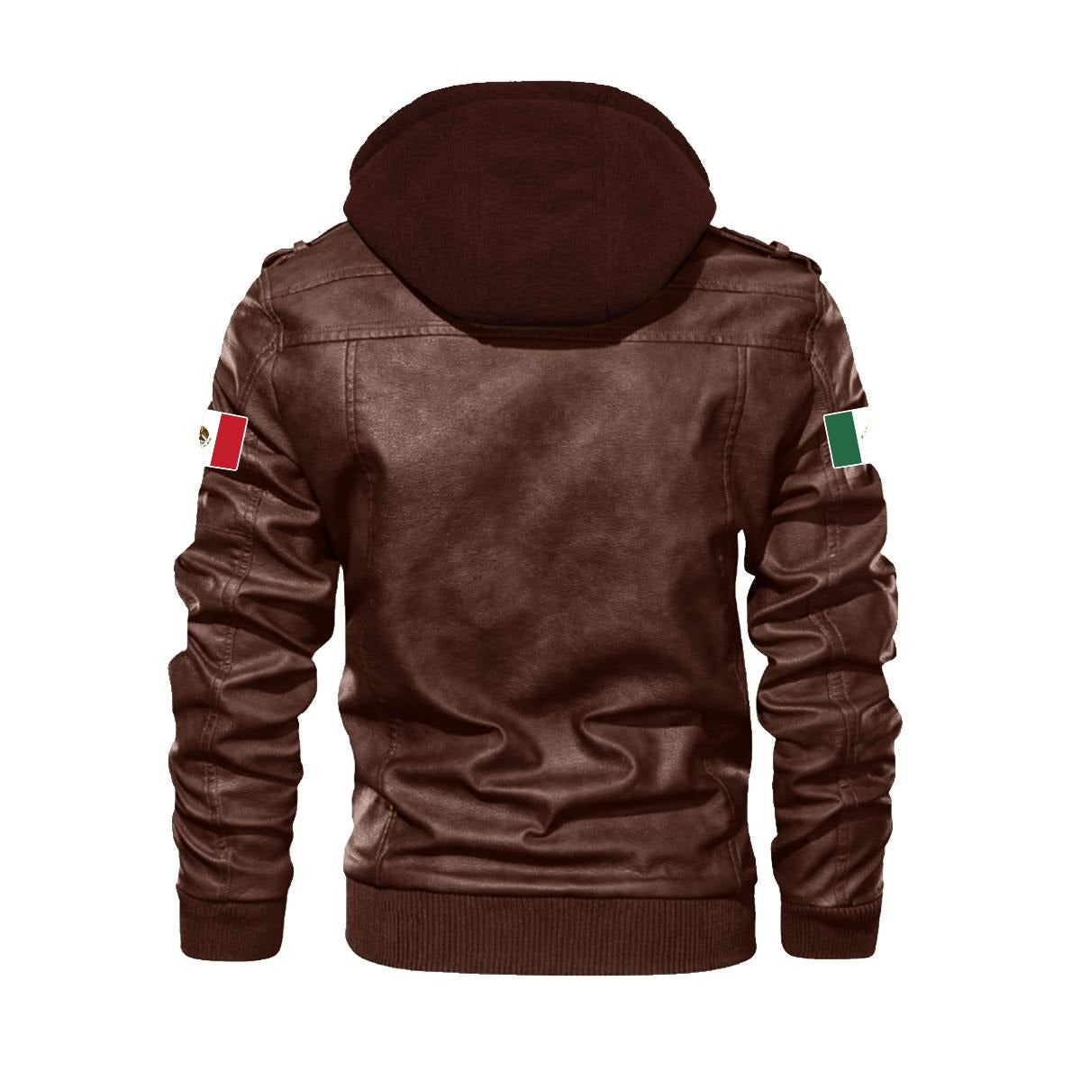Chaqueta Tipo Cuero México Hombre con Capucha Removible