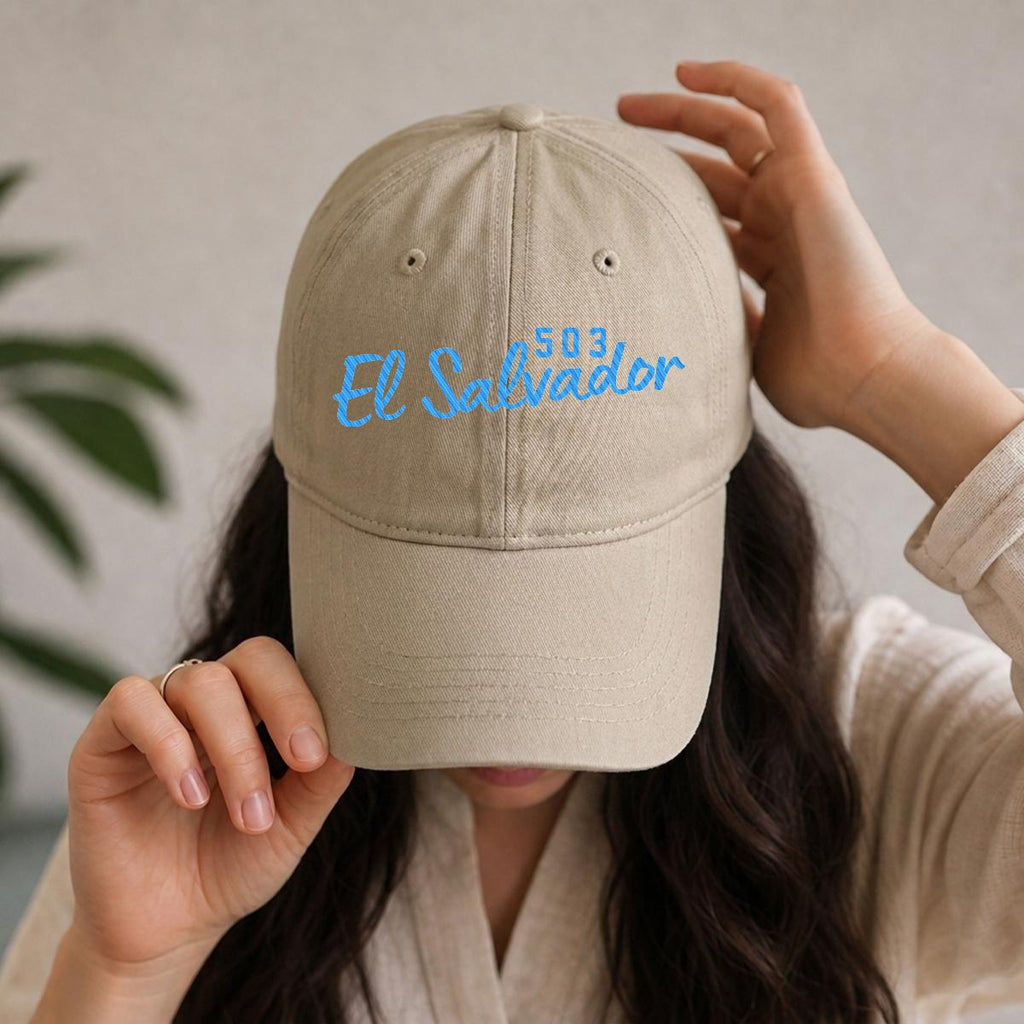 Gorra de El Salvador 503 Bordada Premium Estilo Casual Ajustable de Algodón