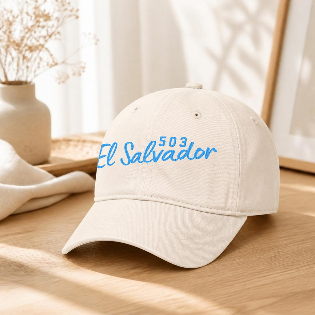 Gorra de El Salvador 503 Bordada Premium Estilo Casual Ajustable de Algodón