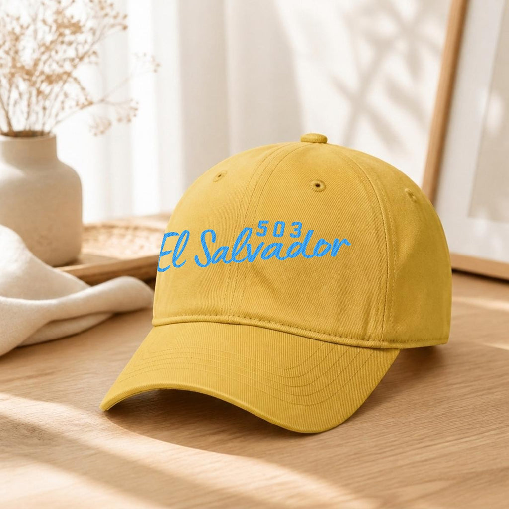 Gorra de El Salvador 503 Bordada Premium Estilo Casual Ajustable de Algodón