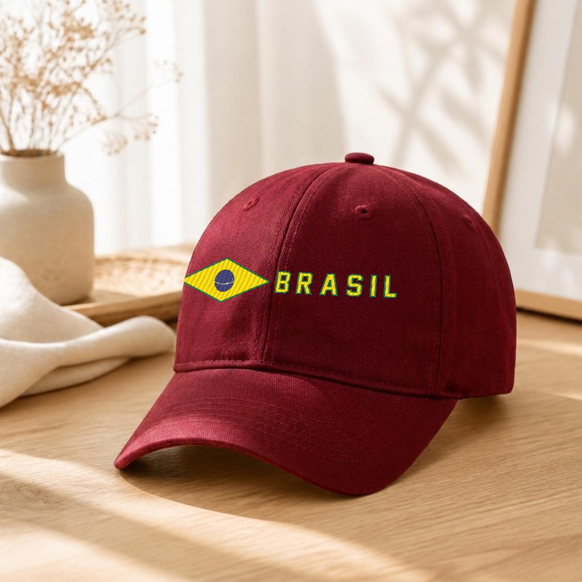Gorra de Brasil Bordada Premium Estilo Casual Ajustable de Algodón