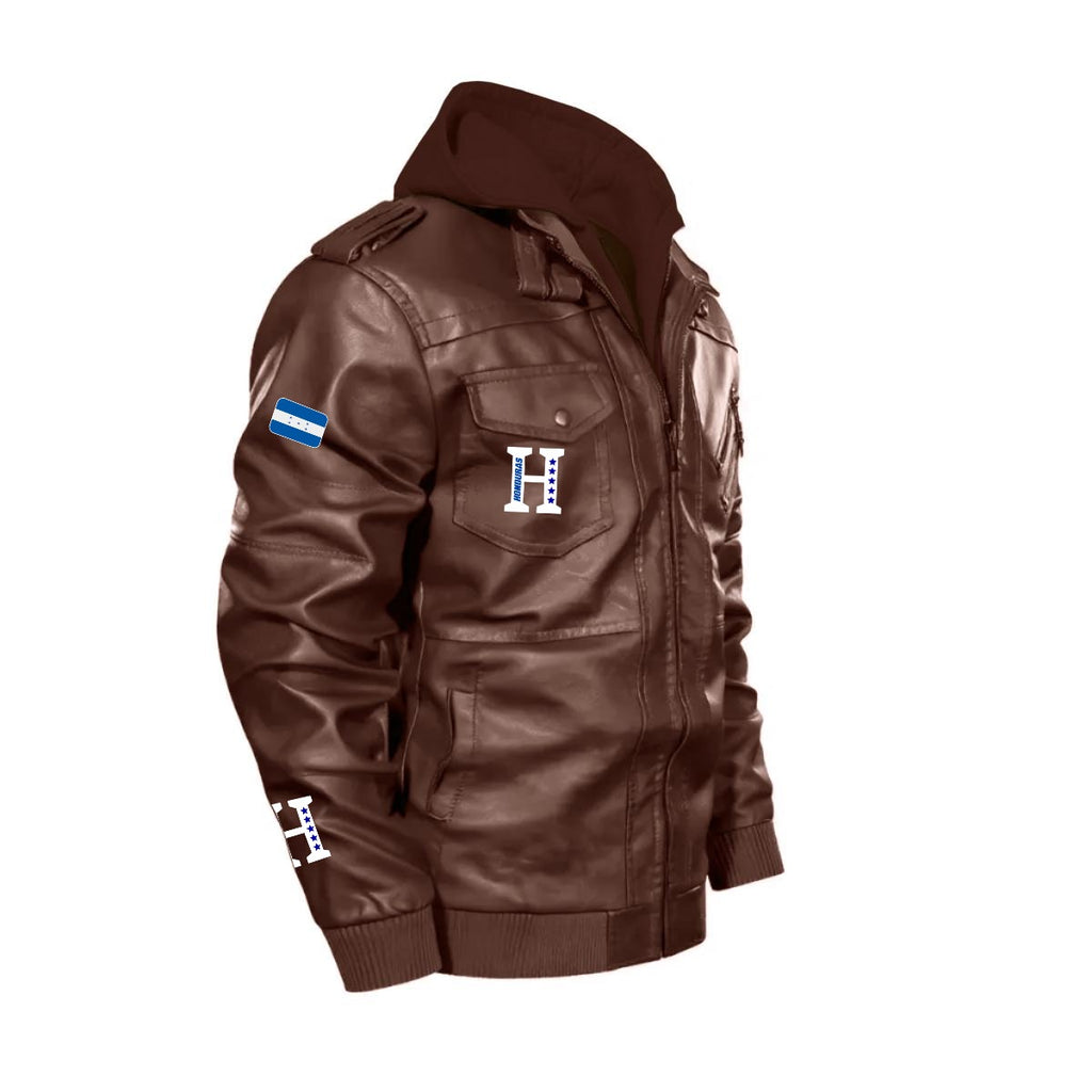 Chaqueta Tipo Cuero Honduras con Capucha Removible – Estilo Casual y Deportivo