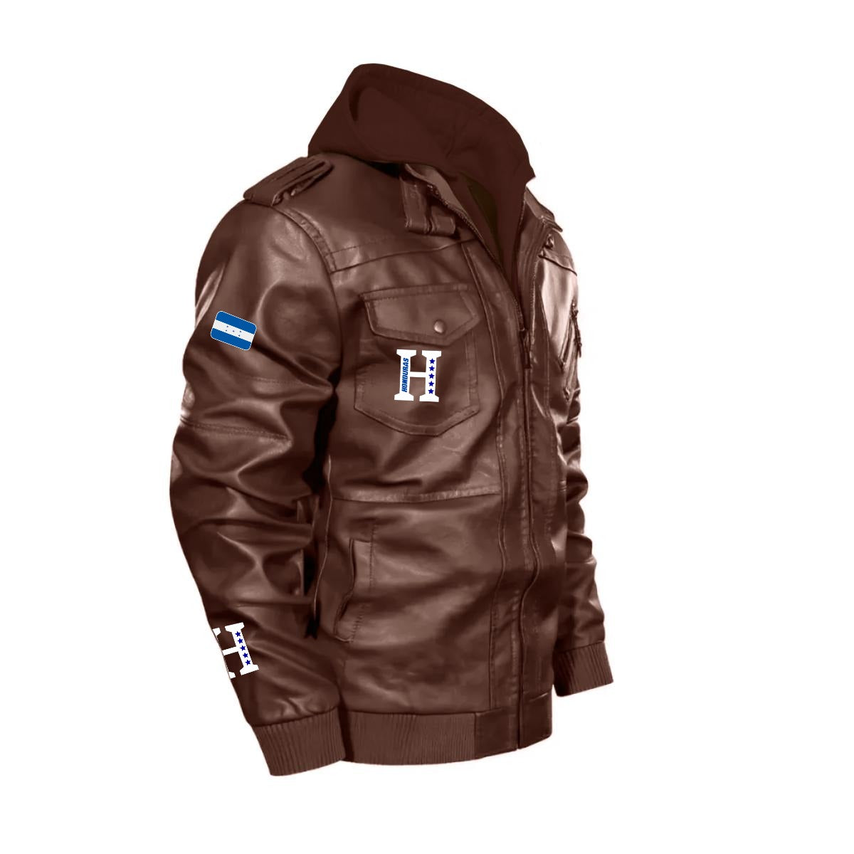 Chaqueta Tipo Cuero Honduras con Capucha Removible – Estilo Casual y Deportivo