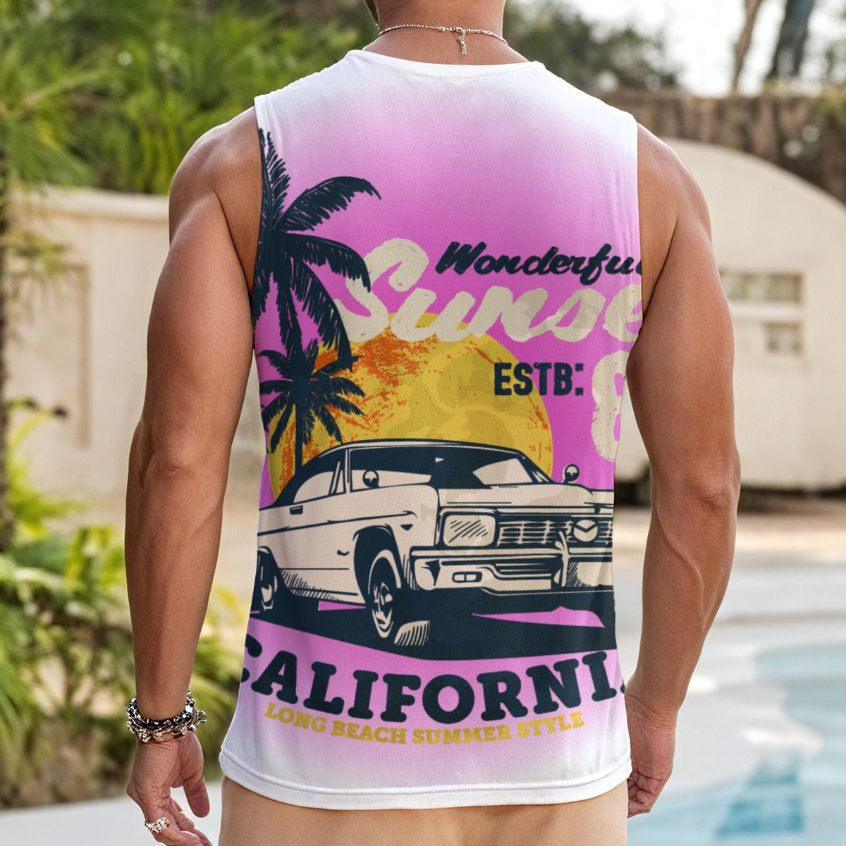 Camiseta Sin Mangas California Retro Hombre – Estilo Long Beach Verano
