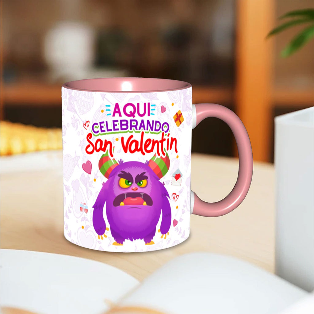 Mug et gobelet de la Saint-Valentin « Ici, on fête la Saint-Valentin » – Édition amusante