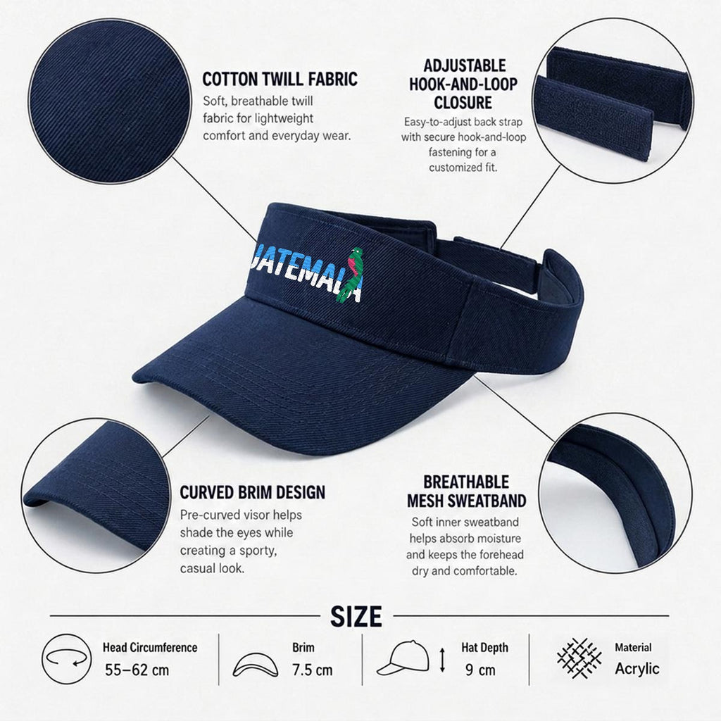 Visera Deportiva de Guatemala Bordada Premium Estilo Ajustable para Sol
