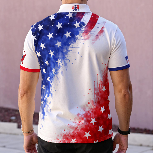 Polo America para Hombre – Diseño Bandera USA Splash