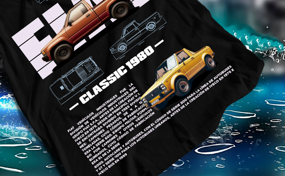 Camiseta Hombre Fiat 1980 Classic Pick Up Diseño