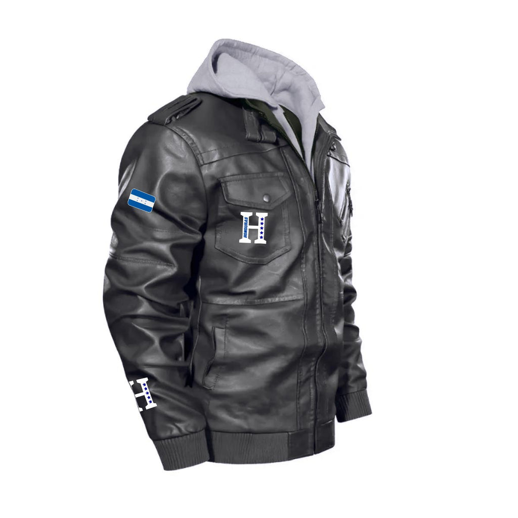 Chaqueta Tipo Cuero Honduras con Capucha Removible – Estilo Casual y Deportivo