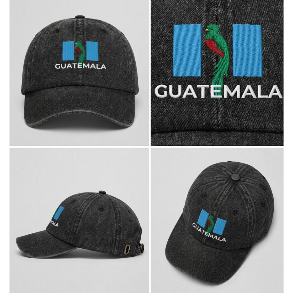 Gorra de Guatemala Bordada Premium de Algodón con Diseño de Quetzal Estilo Vintage