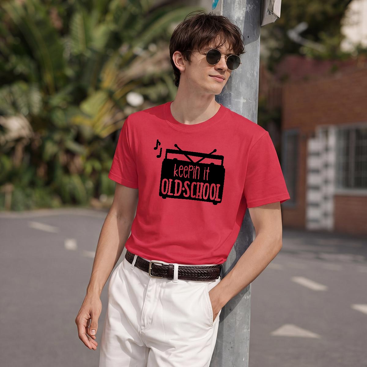 Camiseta Vintage 'Keepin It Old School' con Grabadora Retro