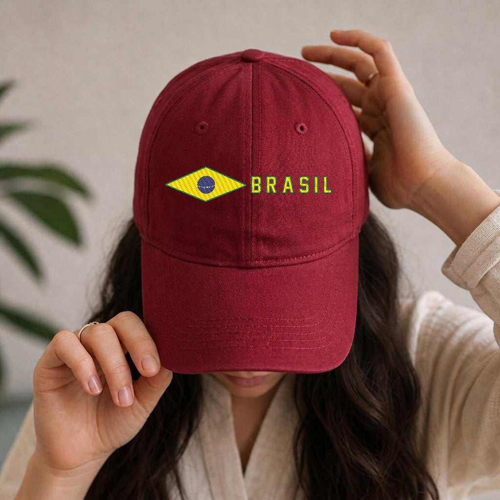 Gorra de Brasil Bordada Premium Estilo Casual Ajustable de Algodón