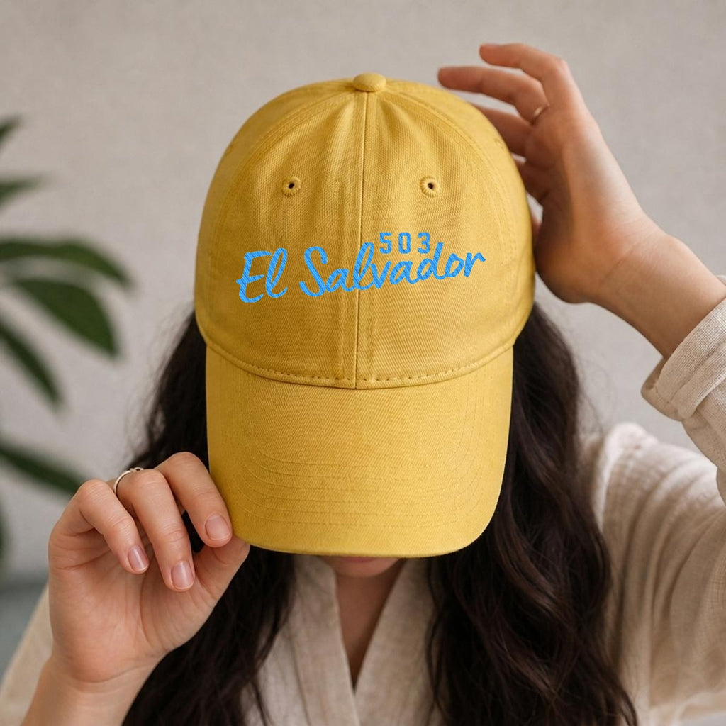 Gorra de El Salvador 503 Bordada Premium Estilo Casual Ajustable de Algodón
