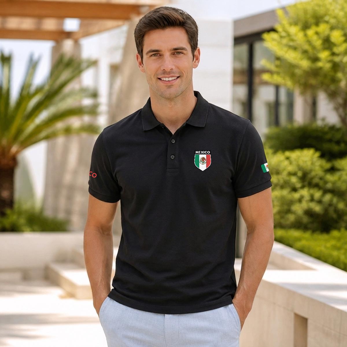 Camisa Tipo Polo de México Clásica de  Bordada