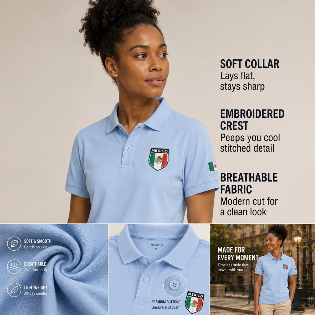 Camisa Tipo Polo de México Clásica de  Bordada