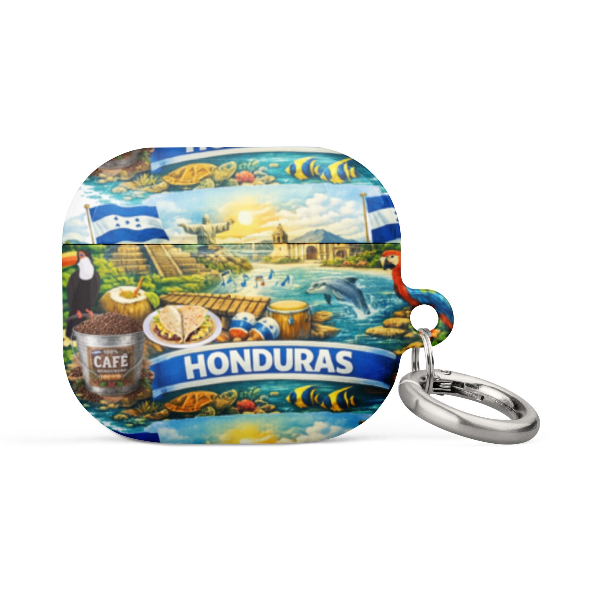 Funda para AirPods Honduras diseño cultural con anillo metálico